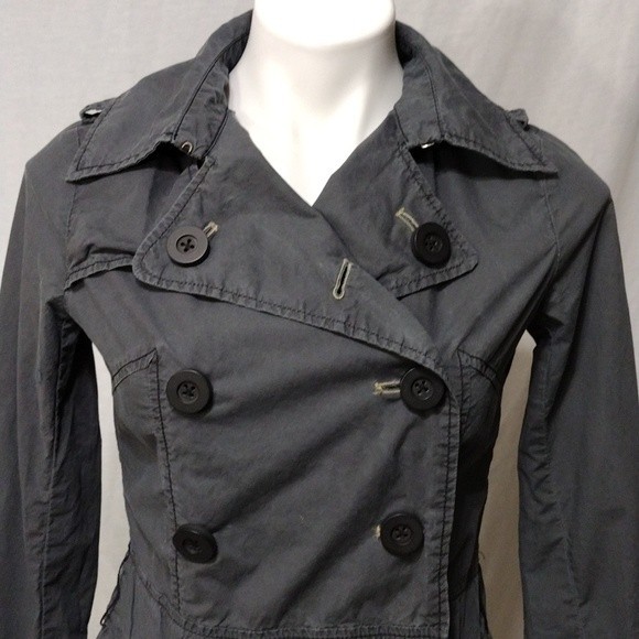 Free People Lightweight Double Breasted Chambray Trench Coat Size 4 - Picture 6 of 7